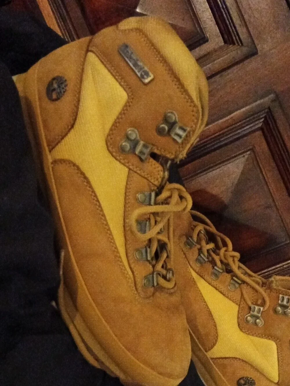 Timberland Men's Yellow-Tan Suede Work Style Hiking  Boots 10.5